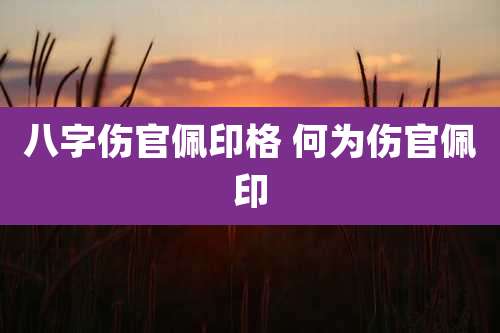 八字伤官佩印格 何为伤官佩印