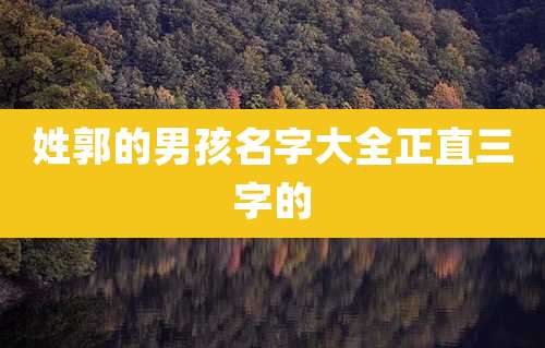 姓郭的男孩名字大全正直三字的
