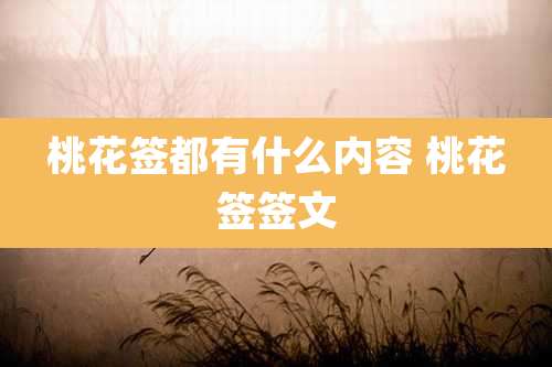 桃花签都有什么内容 桃花签签文