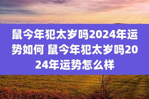 鼠今年犯太岁吗2024年运势如何 鼠今年犯太岁吗2024年运势怎么样