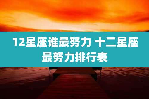 12星座谁最努力 十二星座最努力排行表