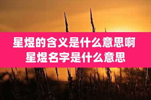 星煜的含义是什么意思啊 星煜名字是什么意思