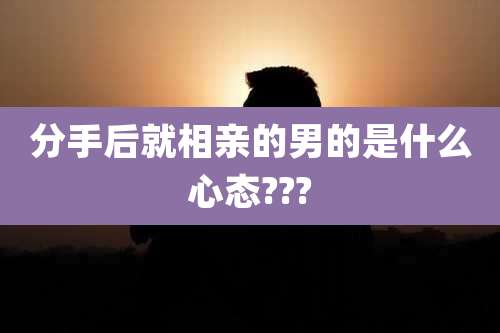 分手后就相亲的男的是什么心态???