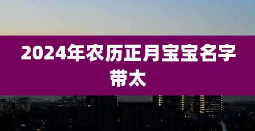 2024年农历正月宝宝名字带太