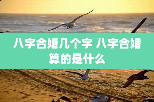 八字合婚几个字 八字合婚算的是什么
