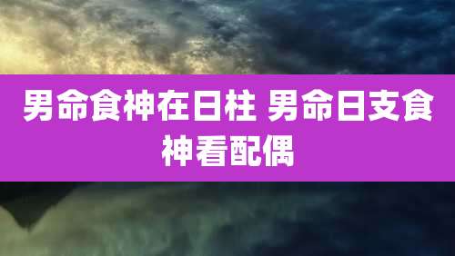 男命食神在日柱 男命日支食神看配偶
