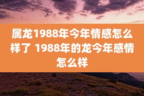 属龙1988年今年情感怎么样了 1988年的龙今年感情怎么样