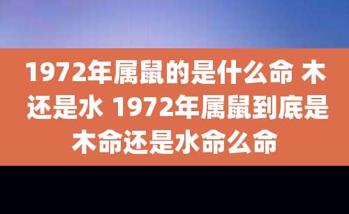 1972年属鼠的是什么命 木 还是水 1972年属鼠到底是木命还是水命么命