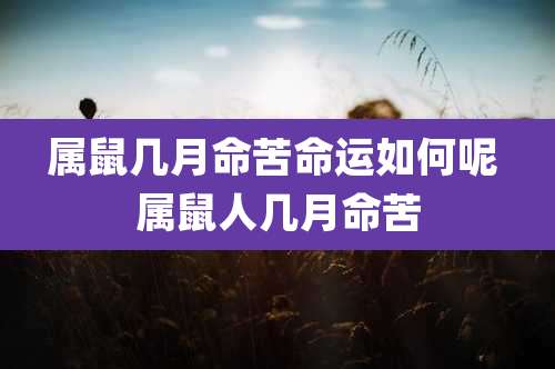 属鼠几月命苦命运如何呢 属鼠人几月命苦