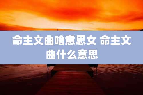 命主文曲啥意思女 命主文曲什么意思
