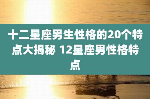 十二星座男生性格的20个特点大揭秘 12星座男性格特点