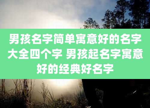 男孩名字简单寓意好的名字大全四个字 男孩起名字寓意好的经典好名字
