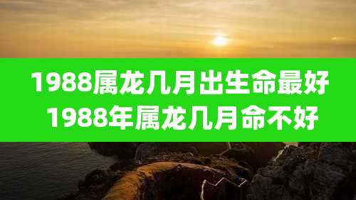 1988属龙几月出生命最好 1988年属龙几月命不好