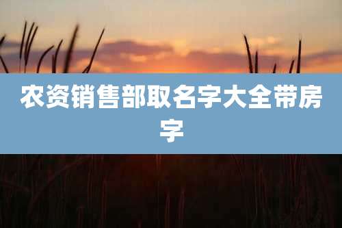 农资销售部取名字大全带房字
