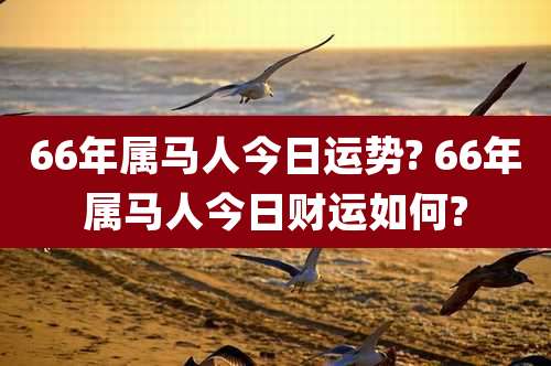 66年属马人今日运势? 66年属马人今日财运如何?