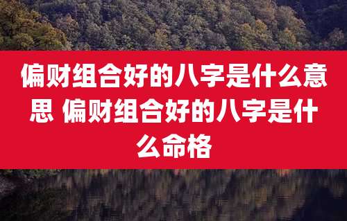 偏财组合好的八字是什么意思 偏财组合好的八字是什么命格