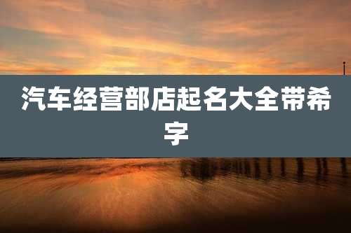 汽车经营部店起名大全带希字