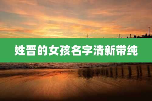 姓晋的女孩名字清新带纯