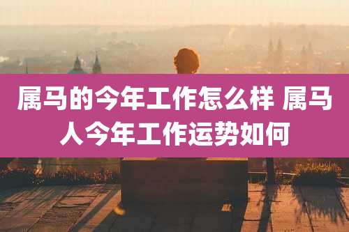 属马的今年工作怎么样 属马人今年工作运势如何