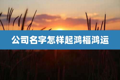 公司名字怎样起鸿福鸿运