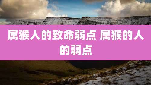 属猴人的致命弱点 属猴的人的弱点