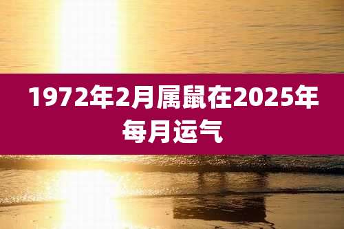 1972年2月属鼠在2025年每月运气
