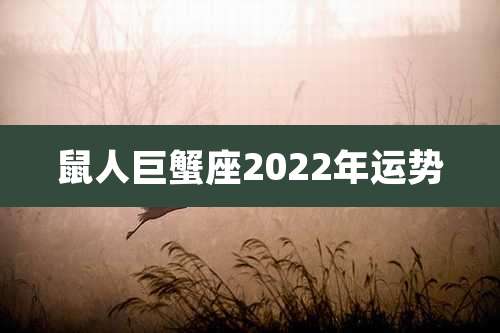 鼠人巨蟹座2022年运势