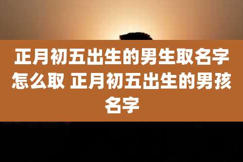 正月初五出生的男生取名字怎么取 正月初五出生的男孩名字