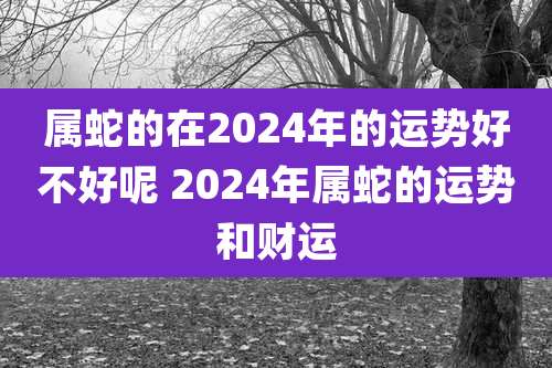 属蛇的在2024年的运势好不好呢 2024年属蛇的运势和财运