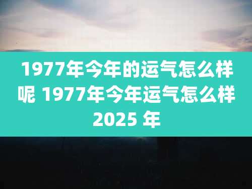 1977年今年的运气怎么样呢 1977年今年运气怎么样2025 年