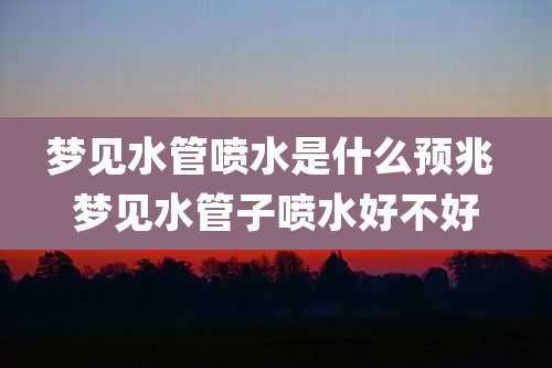 梦见水管喷水是什么预兆 梦见水管子喷水好不好