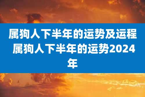 属狗人下半年的运势及运程 属狗人下半年的运势2024年