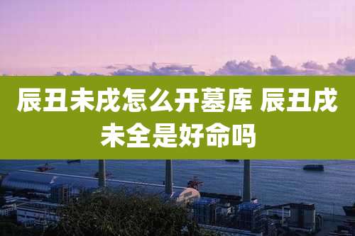 辰丑未戌怎么开墓库 辰丑戌未全是好命吗