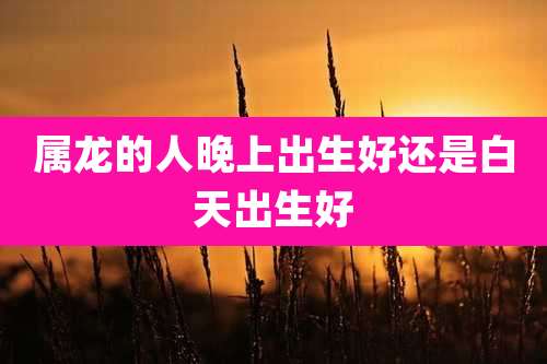 属龙的人晚上出生好还是白天出生好