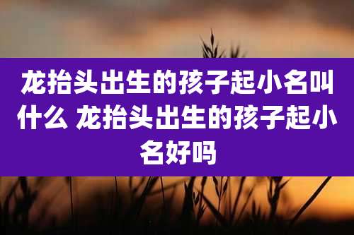 龙抬头出生的孩子起小名叫什么 龙抬头出生的孩子起小名好吗