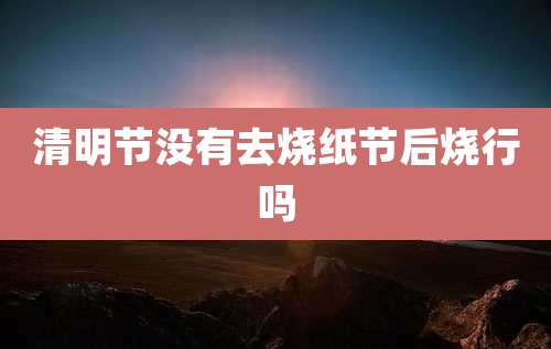 清明节没有去烧纸节后烧行吗