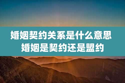 婚姻契约关系是什么意思 婚姻是契约还是盟约