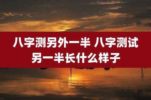 八字测另外一半 八字测试另一半长什么样子