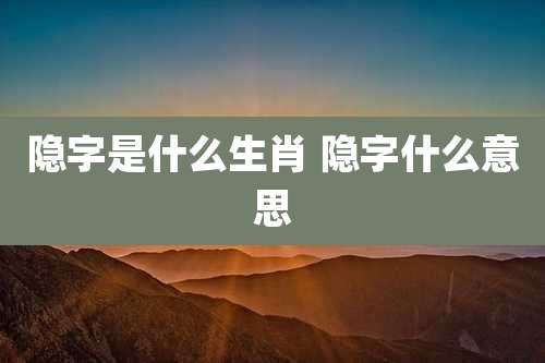 隐字是什么生肖 隐字什么意思