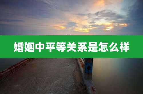 婚姻中平等关系是怎么样