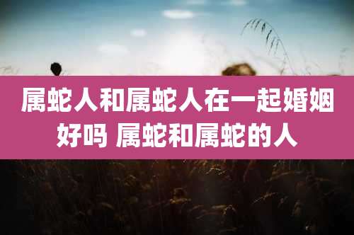 属蛇人和属蛇人在一起婚姻好吗 属蛇和属蛇的人