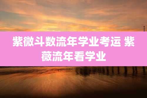 紫微斗数流年学业考运 紫薇流年看学业