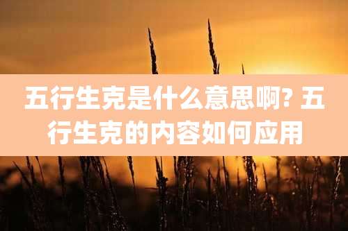 五行生克是什么意思啊? 五行生克的内容如何应用