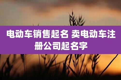 电动车销售起名 卖电动车注册公司起名字