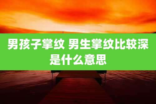 男孩子掌纹 男生掌纹比较深是什么意思