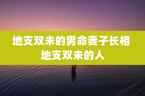 地支双未的男命妻子长相 地支双未的人