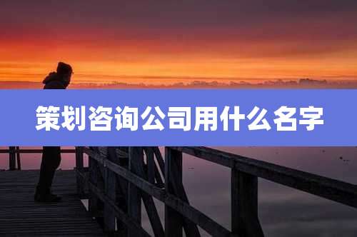 策划咨询公司用什么名字