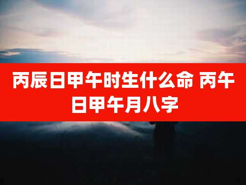 丙辰日甲午时生什么命 丙午日甲午月八字