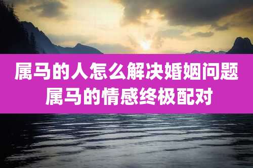 属马的人怎么解决婚姻问题 属马的情感终极配对