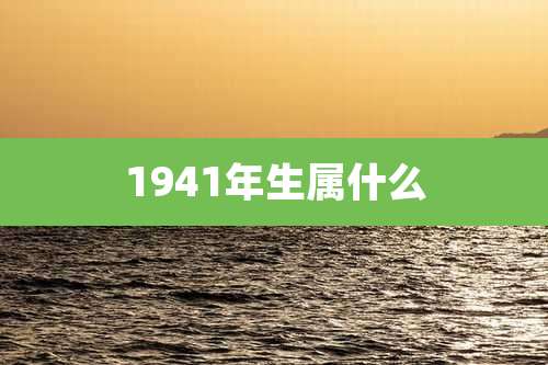 1941年生属什么